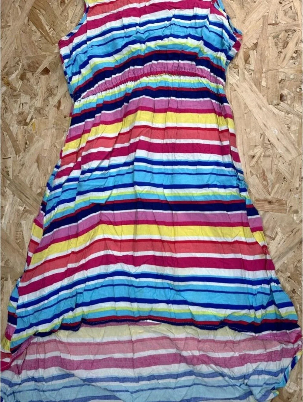 The Childrens Place Girls Dress Size 14 Multicolor Striped High Low Lace Accent